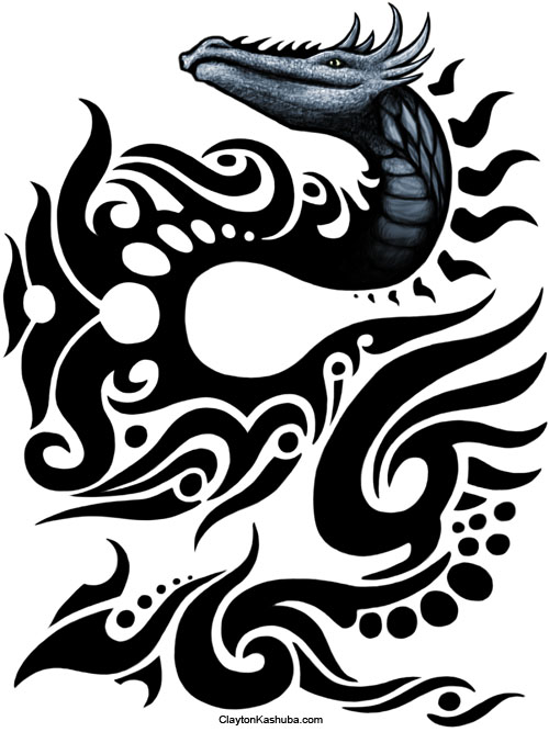 tribal dragon drawing. tribal dragon wings.