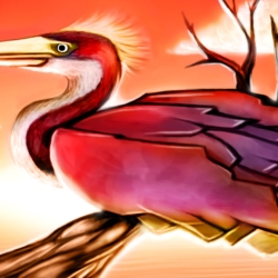 Heron Sunset - Digital Painting